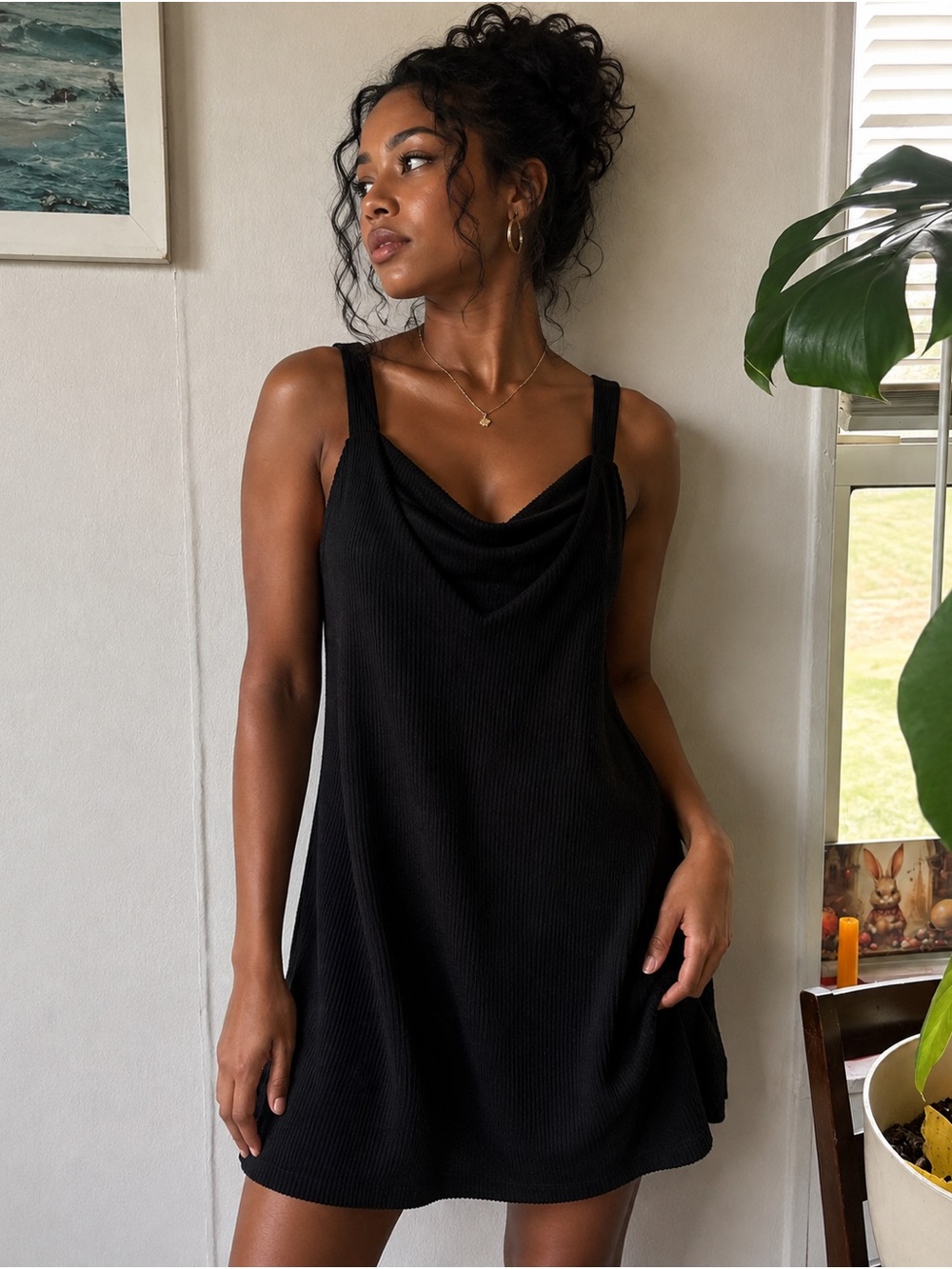 Black Cowl Neck Slip Dress - Women Intimates & Sleepwear